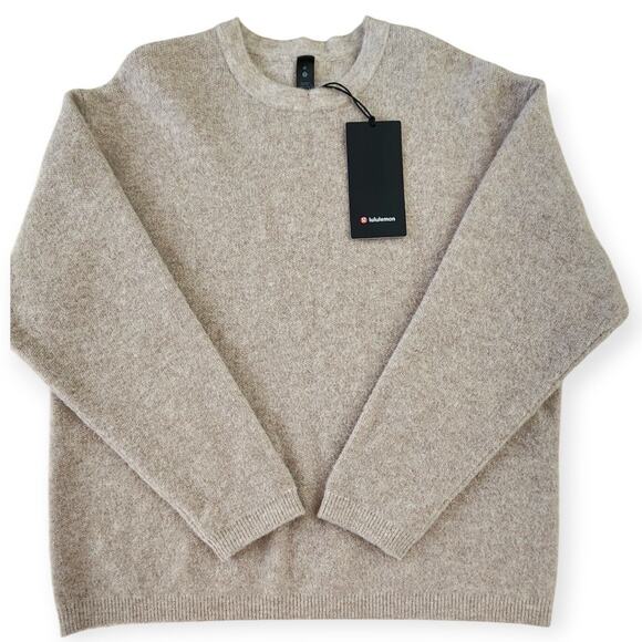 Lululemon Alpaca Wool Blend Crewneck Light Tan Sweater Men Size Medium - Picture 1 of 5